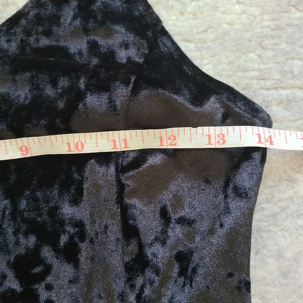 Black Velvet Mini Dress Small Goth Witch Y2K 90s Party Halloween - Picture 7 of 8